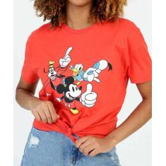 Blusa Feminina Estampa Mickey Manga Curta Disney