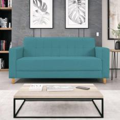 Sofá 2 Lugares 180cm Suede Dallas Maranata Estofados Azul Turquesa