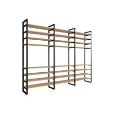 guarda-roupa closet modulado industrial philly cedro 294 cm