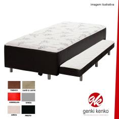 Cama Box Solteiro Conjugada Mola Com Auxiliar Suede