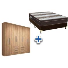 Cama Box Casal + Colchão Light Ortobom + Guarda Roupa Master 8.6 Atacama
