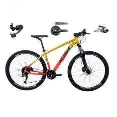 Bicicleta Aro 29 Ksw Xlt Câmbio Traseiro Shimano Deore E Altus 27v Freio Hidráulico Garfo Trava - Amarelo/laranja Tam.19
