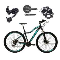 Bicicleta Aro 29 Ksw Mwza Feminina Câmbio Deore E Altus 27v F/hidráulicos Garfo Trava - Preto/azul Tam.17