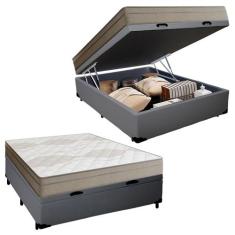 Cama Box Baú Casal Sintético + Colchão de Molas Ensacadas Portobel Ipa