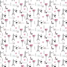 Papel Parede Branco Paris Bonjou Torre Eiffel Carta Coração - LRP