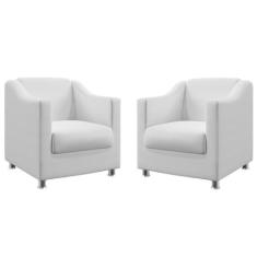 Kit 2 Poltronas Alya Couro Branco Aradecor