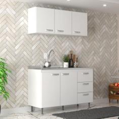 Cozinha Compacta Kiara 5 Portas 3 Gavetas Branco - Pnr Móveis, Branco,