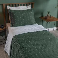Cobre Leito Decor Cama Solteiro Bordado com Porta Travesseiro  2,40m x