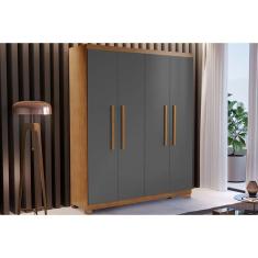 Guarda Roupa 4 Portas E 2 Gavetas C- Pés Espanha Naturale-grafite - Rufato