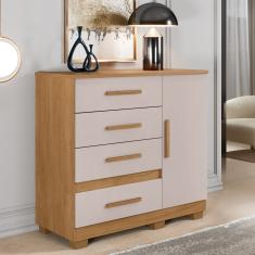 Cômoda 4 Gavetas 1 Porta com Pés Florença Benetil - Cinamomo/Off White
