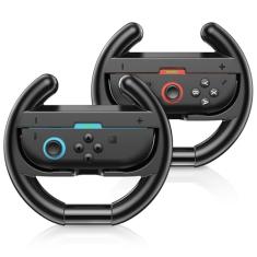 Switch Steering Wheels for Nintendo Switch 2 JoyCons, Racing Wheels for Nintendo Mario Kart World/ 8 Deluxe, Switch Wheel Grip for 2025 Switch 2 Joy-Con Controller with Ergonomic Design-Black (2 Pack)