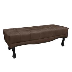 Recamier Decorativo 90cm Loewe Veludo Pés de Madeira Marrom - Gran Belo