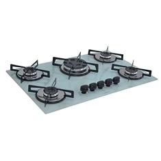 CHAMALAR Cooktop Premium 5 Bocas Tripla Chama Marmorizado Branco Bivolt
