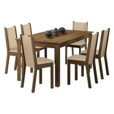 Conjunto Sala de Jantar Madesa Miriam Mesa Tampo de Madeira com 6 Cadeiras