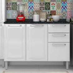 Balcão com Tampo 3 Portas 2 Gavetas Ig3g2-120 Tarsila Itatiaia Branco Neve