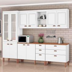 Cozinha Modulada Juliete Completa 100 MDF Premium 5 Peças com 2 Balcões Independentes 10 Portas e 6 Gavetas Tuboarte