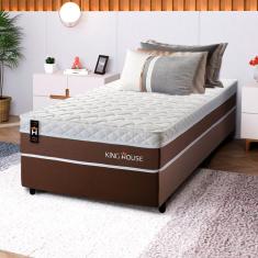 Conjunto Cama Box c/ Molas Ensacadas Venice Marrom Solteiro 96x203x60
