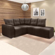 Sofá De Canto Marrocos Marrom Suede Liso Marrom