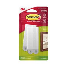 Command, 3M, Fixa Quadros, Adesivo Removível sem Estragos, Branco, Grande, 2 Pares