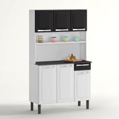 Cozinha de Aço Compacta Itatiaia Rose 6 Portas e 1 Gaveta Branco e Preto