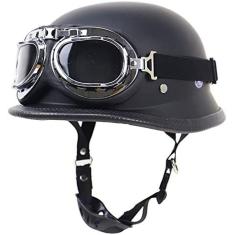 Capacete De Rosto Aberto Estilo Vintage Meio Capacete De Motocicleta Com Óculos De Proteção, Meio Capacete De Motocicleta Com Certificação DOT Adequado Para Homens E Mulheres Motociclista Cruiser