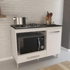 Balcão para Cooktop 1 Porta 1 Gaveta 105cm Dubai Indekes Branco
