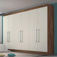 Guarda Roupa 6 Portas E 6 Gavetas Alba Made Marcs Braúna/off White