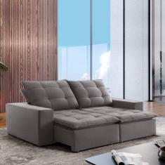 Sofá 4 Lugares Retrátil e Reclinável Super Pilow 250cm Paris Celflex Cinza