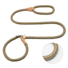 Coleira para cães com guia deslizante e gancho de pressão, corda trançada ajustável de 1,27 cm x 1,27 m, durável, sem puxão, para animais de estimação, treinamento forte, guia de caminhada, guia
