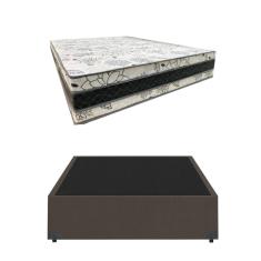 Cama Base Box Casal Super Confort Suede Marrom + Colchão Casal Super Confort D33 24x138x188