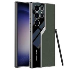 Furwabo Capa de couro ultra para Samsung Galaxy S24, design ultrafino de carro esportivo, couro galvanizado de luxo com capa protetora de silicone TPU à prova de choque para Samsung Galaxy S24 Ultra