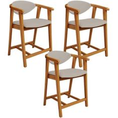 Kit 03 Banquetas Baixa Para Cozinha Sala Jantar Bancada Cecília L02 Li