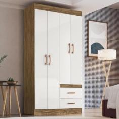 Guarda Roupa Solteiro 4 Portas 2 Gavetas Cordova Doripel, Off White/No