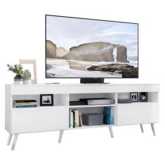 Rack TV 65" com Pés Retrô e 2 Portas Paris Multimóveis Branco