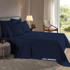 Lençol Solteiro 3 Pçs Fronhas Com Aba Percal 180 Fios - RAFALORO, Azul