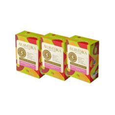 Kit 3 Sabonetes em Barra 100% Vegetais White Tea Ayurvédika