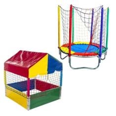 Cama Elástica Pula Pula Trampolim 1,40m + Piscina de Bolinhas Quadrada