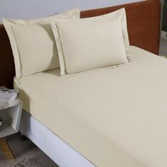 Jogo Lençol Queen 03 Peças Percal 300 Fios 100% Algodão Aba Americana 
