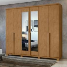 Guarda-roupa 6 Portas 4 Gavetas 100% Mdf Alonzo com Espelho e com Pés 