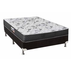Cama Box Casal: Colchão Anatômico Herval D28-ep Ortopedic Black+ Base Crc Suede Black(138x188)