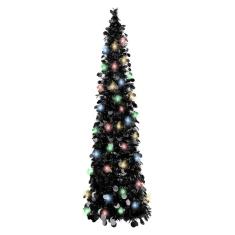 Árvore de Natal BTU Black Pop Up de 5 pés com luz LED de Halloween de 90