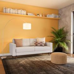 Sofá 3 Lugares Pé Palito Surprised Linho Cotton Cru