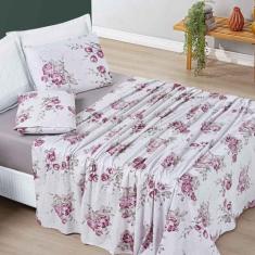 Lençol Celi King 200 Fios - Palha Florido (4 peças) - Casa Scarpa