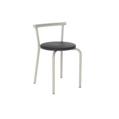 Banqueta De Cozinha 105 Kit 2 Un Prata - Assento Courano Preto - Carraro