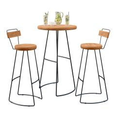 Kit Mesa Bistrô Redonda E 2 Banquetas Alta Astra Com Encosto Base Metálica - Pallazio