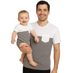 Camiseta Adulta Masculina e Body de Bebê com Bolso Tal Pai Tal Filho -