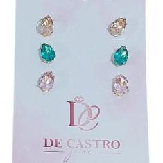 Brinco Infantil Gota Pequeno Pedra Zirconia - Dourado - De Castro Joia