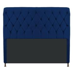 Cabeceira Estofada Cristal 160 cm Queen Size Com Capitonê Suede Azul M