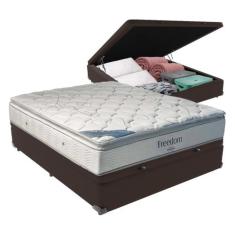 Cama Box Com Baú Casal + Colchão De Molas Ensacadas - Ortobom - Freedo