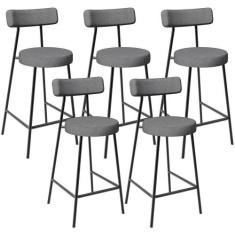 Kit 05 Banquetas Baixa Para Cozinha Sala De Jantar Bancada Milão L02 L